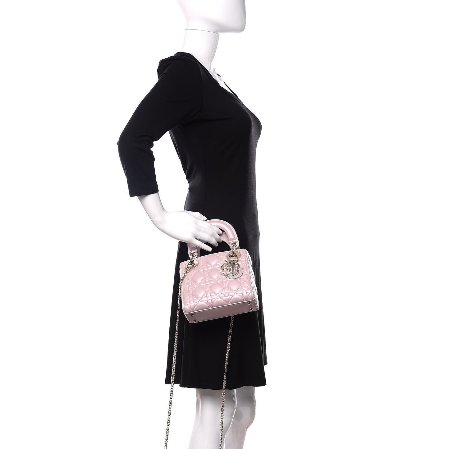 Metallic Lambskin Cannage Mini Lady Dior Lotus