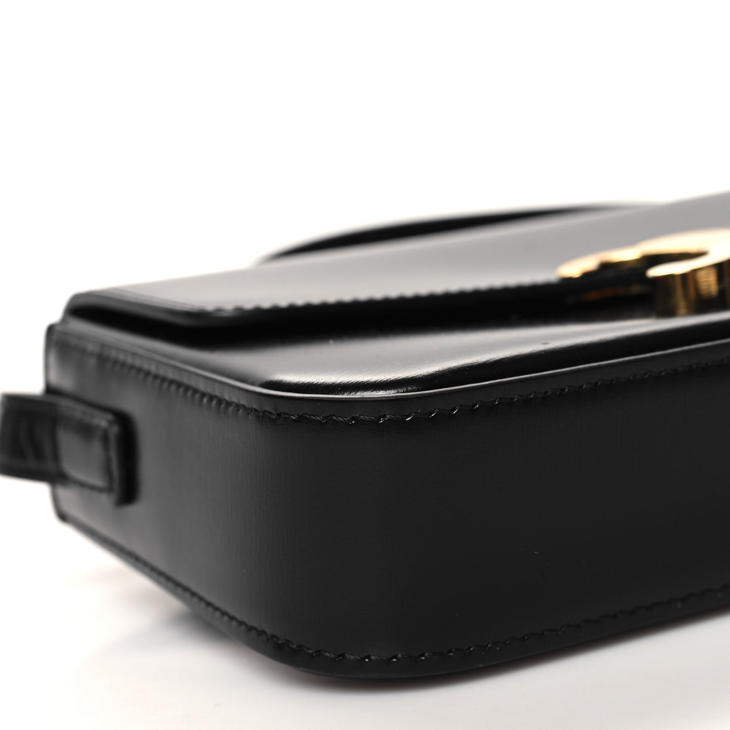 Shiny Calfskin Triomphe Shoulder Bag Black