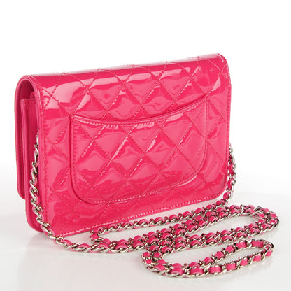 Chanel Patent Quilted Wallet On Chain WOC Fuchsia 3 of 8