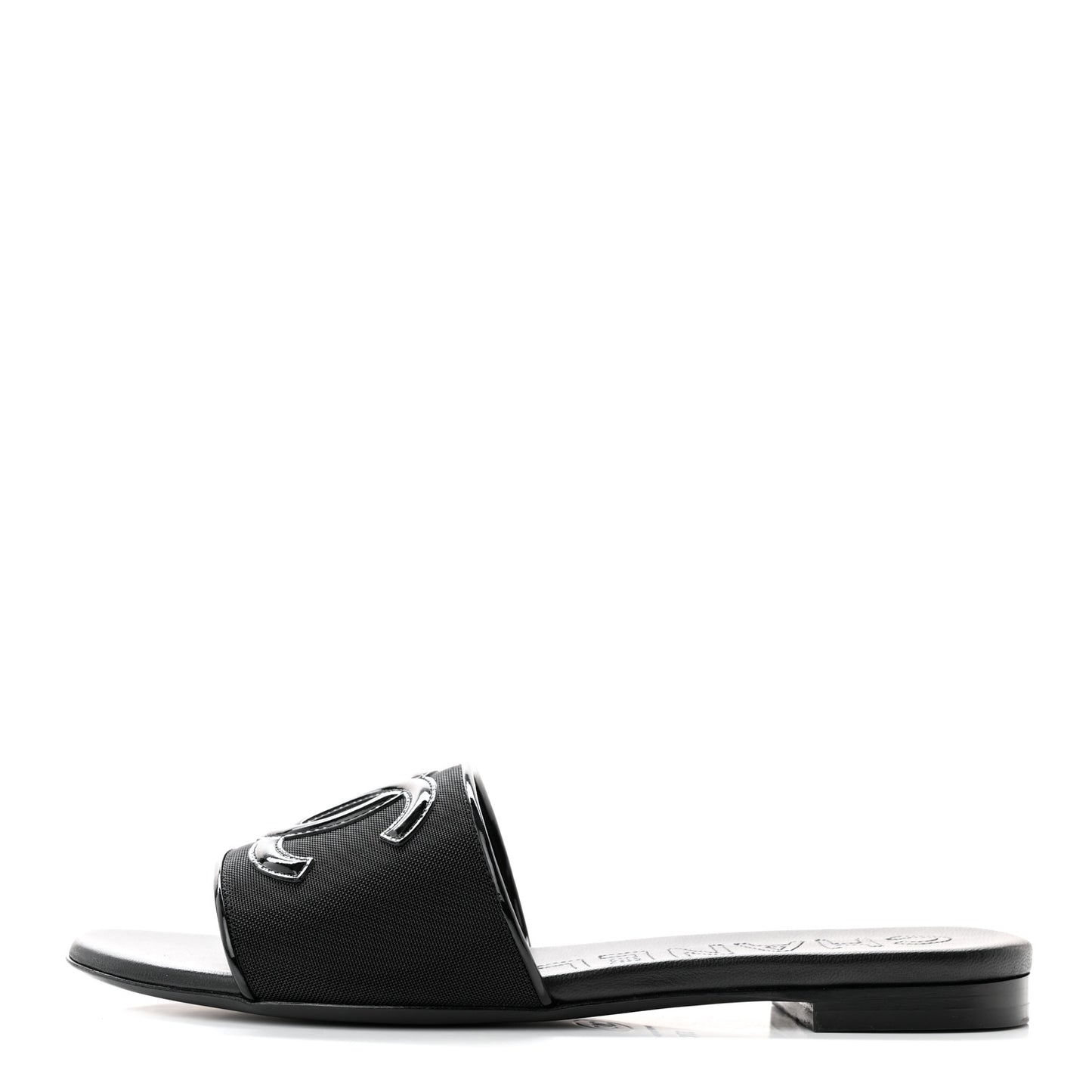Mesh Patent Calfskin CC Mules 37 Black
