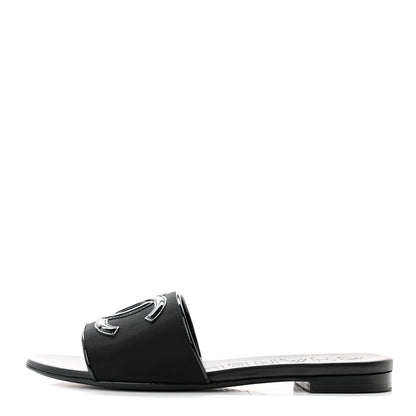 Chanel Mesh Patent Calfskin CC Mules 37 Black 1 of 10