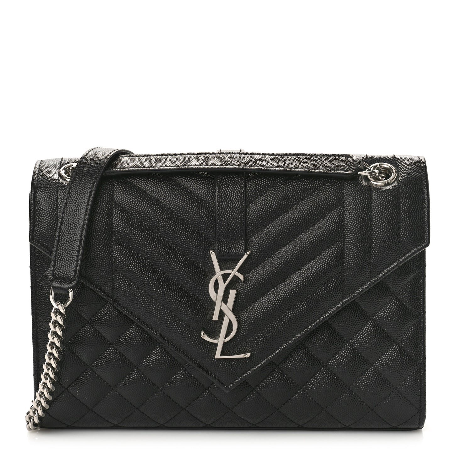 Grain De Poudre Textured Mixed Matelasse Triquilt Medium Monogram Satchel Black