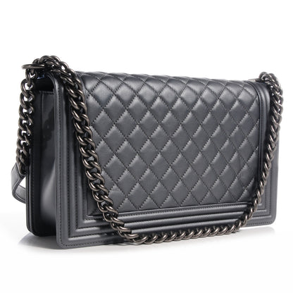 Chanel Metallic Calfskin Quilted Medium Boy Flap Dark Silver 3 of 9