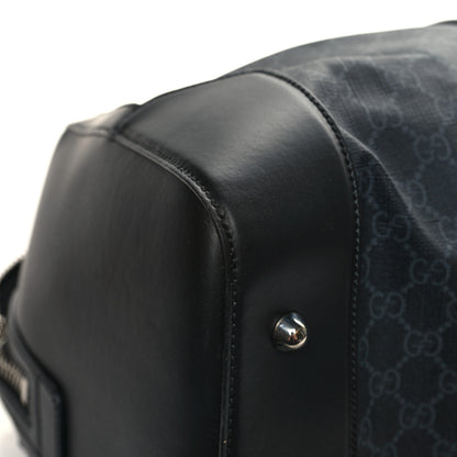 Gucci Soft GG Supreme Monogram Appia Calfskin Web Large Carry On Duffle Bag Black Grey 10 of 13