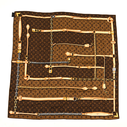 Louis Vuitton Silk Monogram Confidential Square Scarf Brown Brown 1 of 3