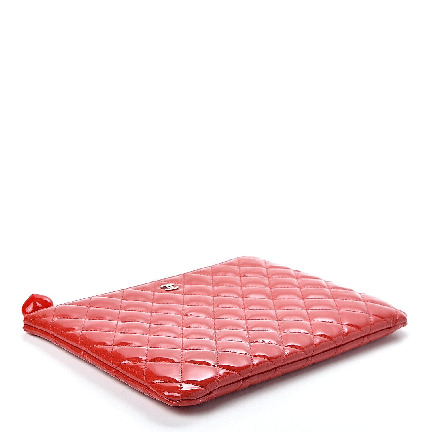 Chanel Patent Calfskin Quilted Valentine Hearts Medium O Cosmetic Case Red 2 of 8