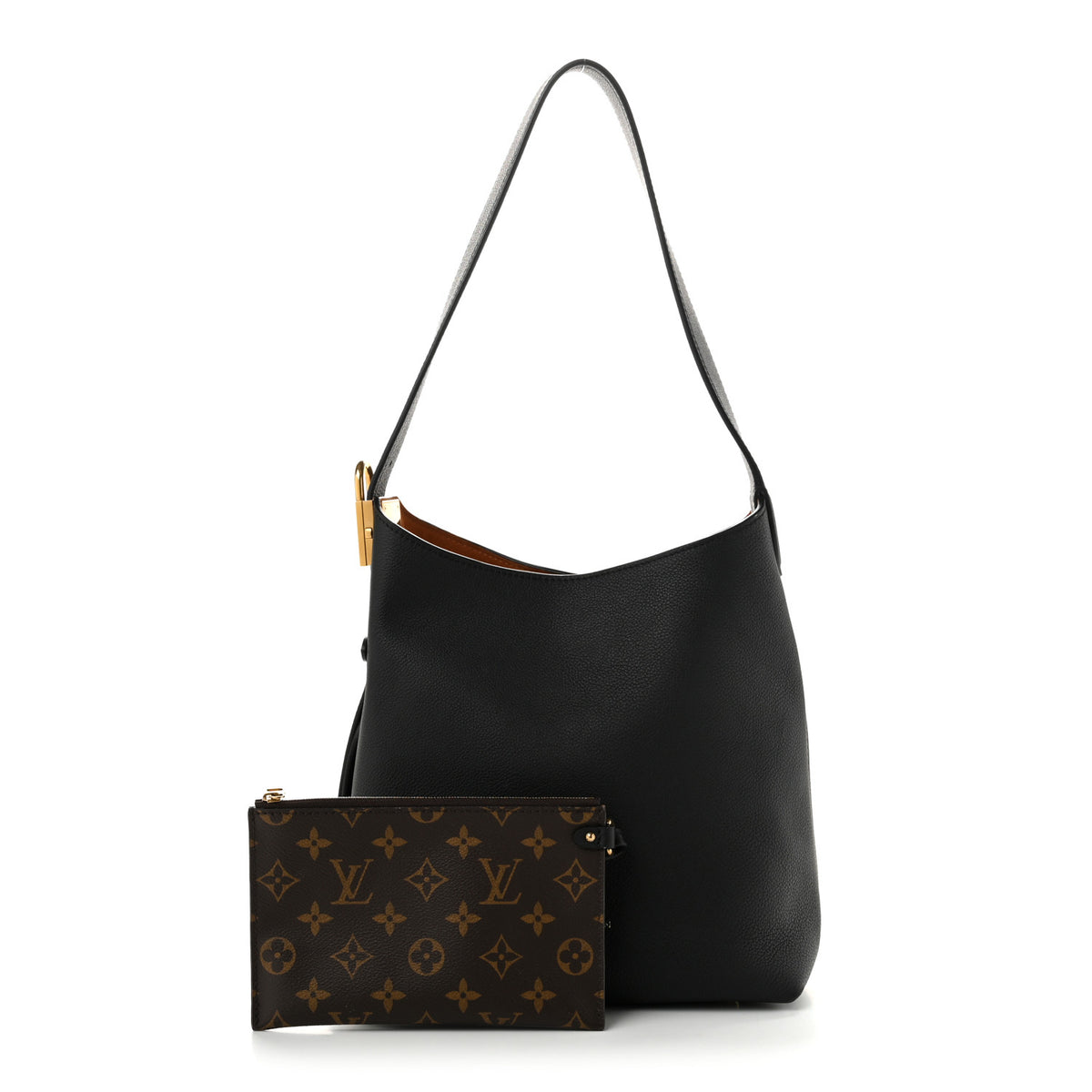 Grained Calfskin Low Key Hobo PM Black