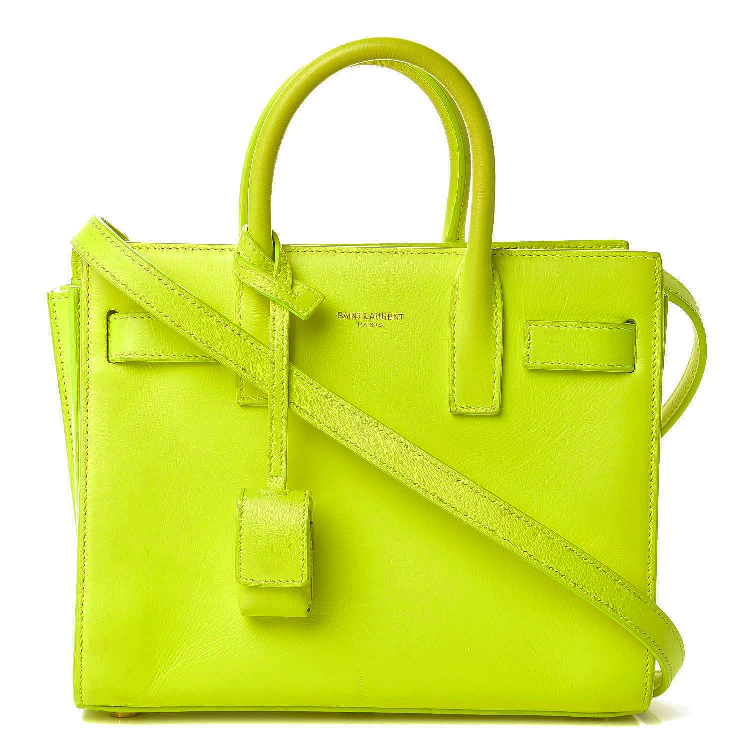 Saint Laurent Calfskin Nano Sac De Jour Neon Yellow 1 of 24