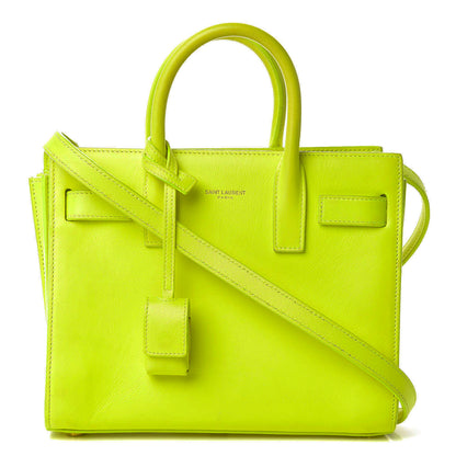 Saint Laurent Calfskin Nano Sac De Jour Neon Yellow 1 of 24