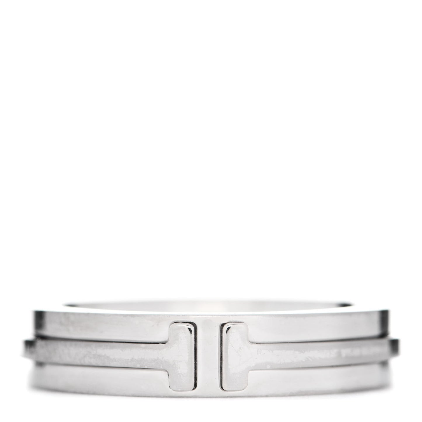 18K White Gold Narrow T Two Ring 52 6