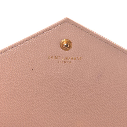 Saint Laurent Grain De Poudre Matelasse Chevron Monogram Chain Wallet Pale Blush 6 of 12