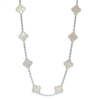 Van Cleef & Arpels 18K White Gold Mother of Pearl 10 Motifs Vintage Alhambra Necklace 1 of 4
