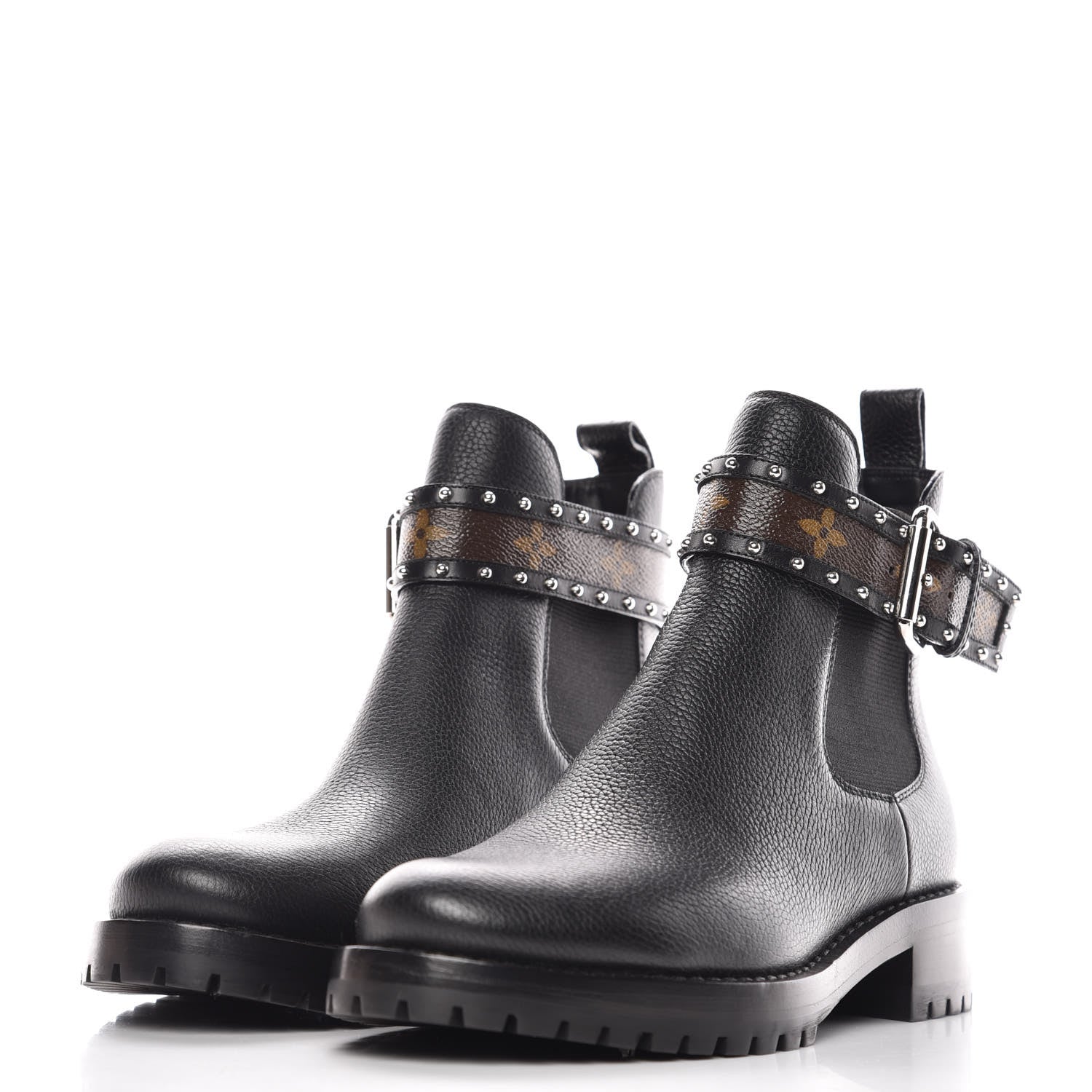 Louis Vuitton Grained Calfskin Monogram Discovery Flat Ankle Boots 37 3 of 8