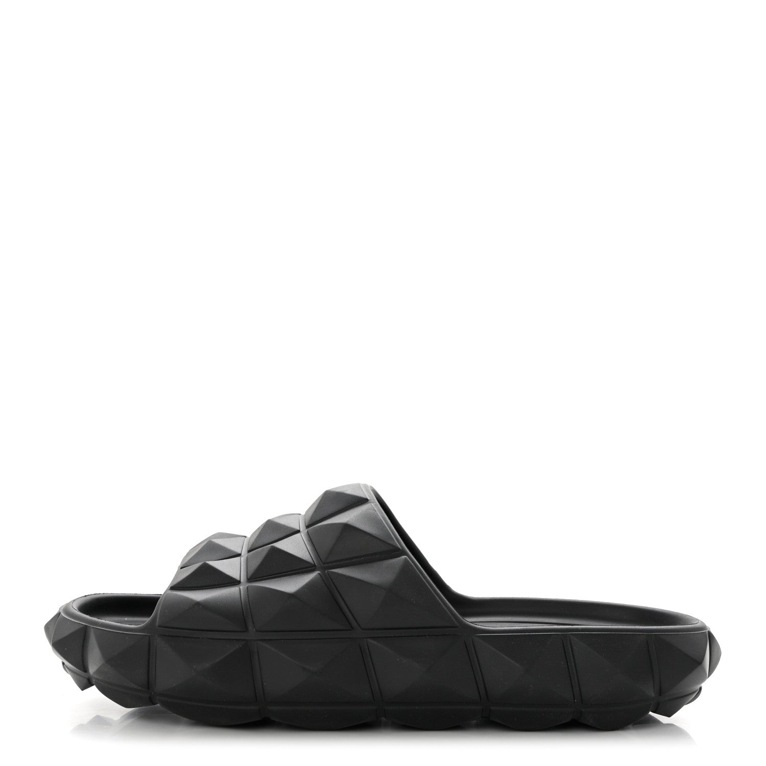 Valentino Garavani Rubber Roman Stud Turtle Slide Sandals 38 Black 1 of 8