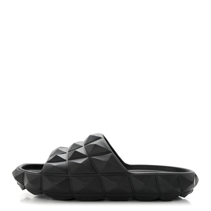 Valentino Garavani Rubber Roman Stud Turtle Slide Sandals 38 Black 1 of 8