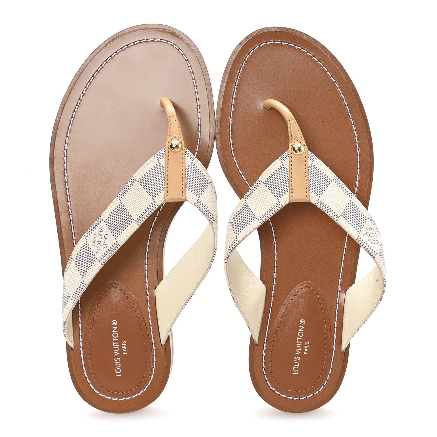Louis Vuitton Damier Azur Sunny Flat Thong Sandals 38 1841485