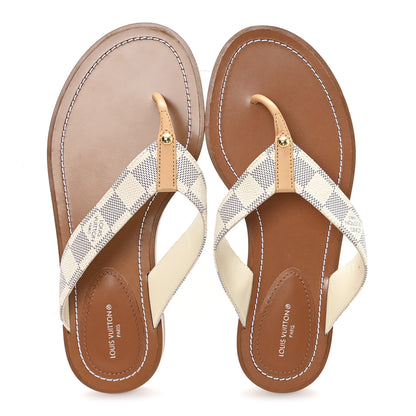 Louis Vuitton Damier Azur Sunny Flat Thong Sandals 38 2 of 10