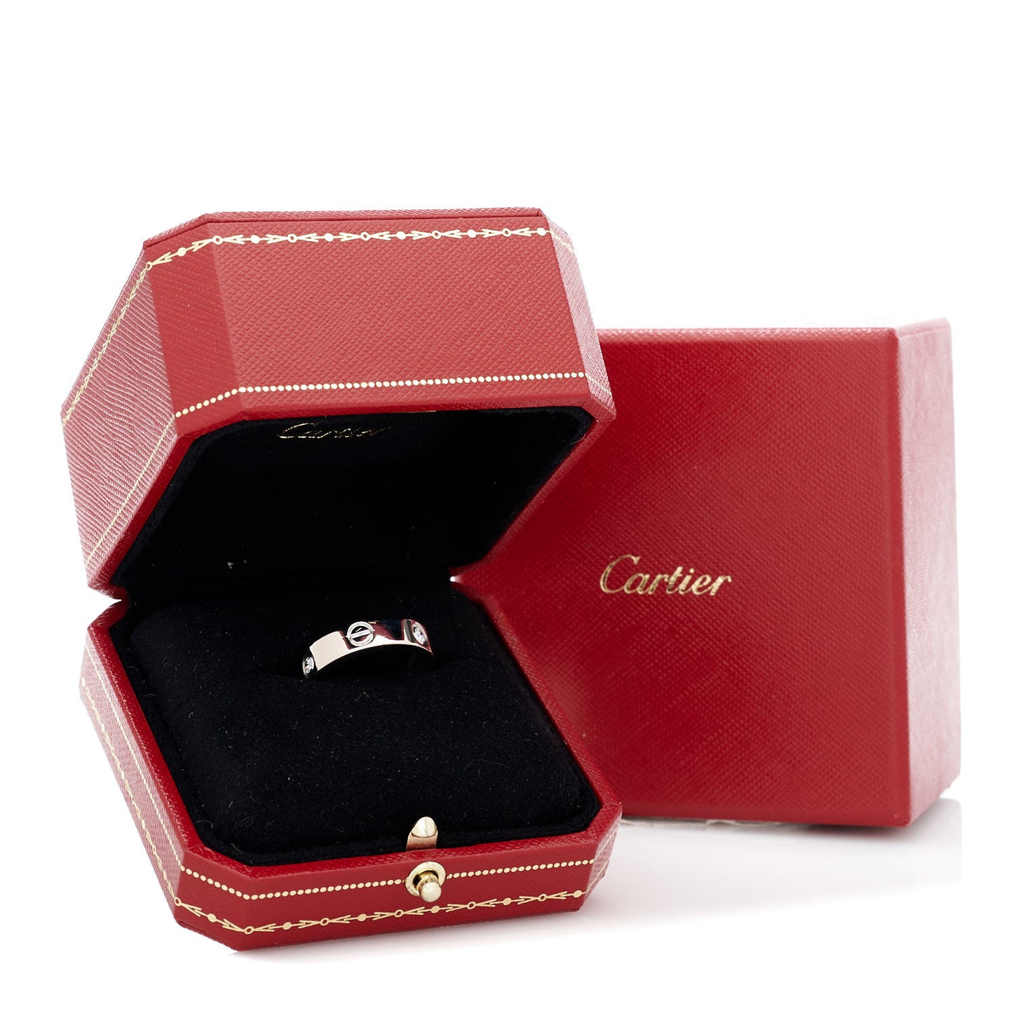 18K White Gold 3 Diamond 5.5mm LOVE Ring 57 8