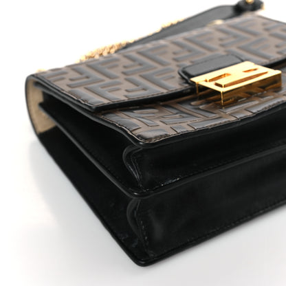 Fendi Vitello Liberty Bi-Color FF 1974 Embossed Small Kan U Shoulder Bag Maya Black 8 of 11