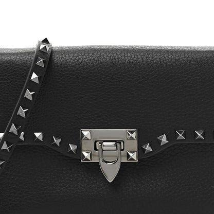 Valentino Garavani Pebbled Calfskin Monochrome Medium Rockstud Flip Lock Crossbody Bag Black 7 of 10