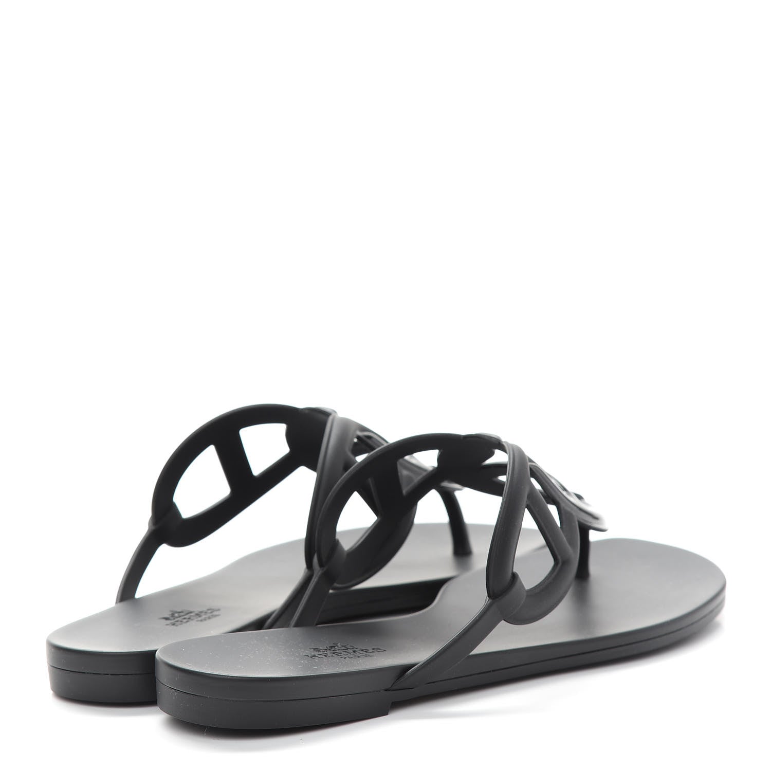 Hermes Rubber Womens Egerie Sandals 38 Black 4 of 7