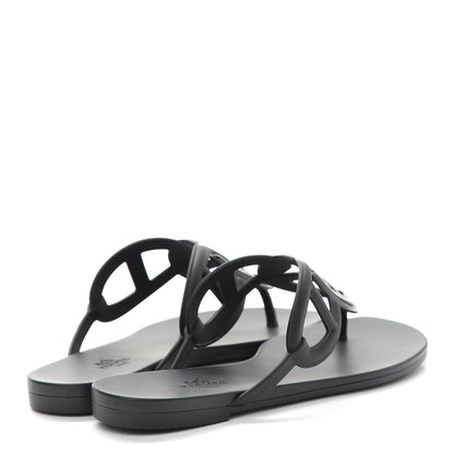 Hermes Rubber Womens Egerie Sandals 38 Black 4 of 7