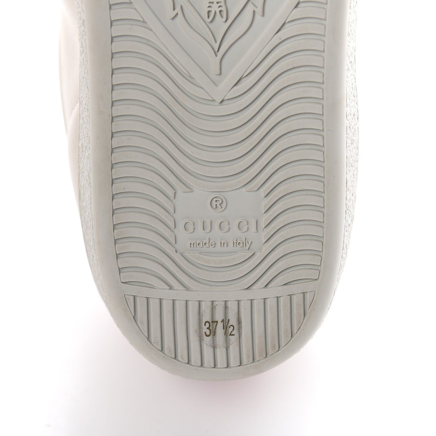 Gucci Calfskin Stripe Womens New Ace Sneakers 37.5 New Mystic White Ecru Red Flame 7 of 8