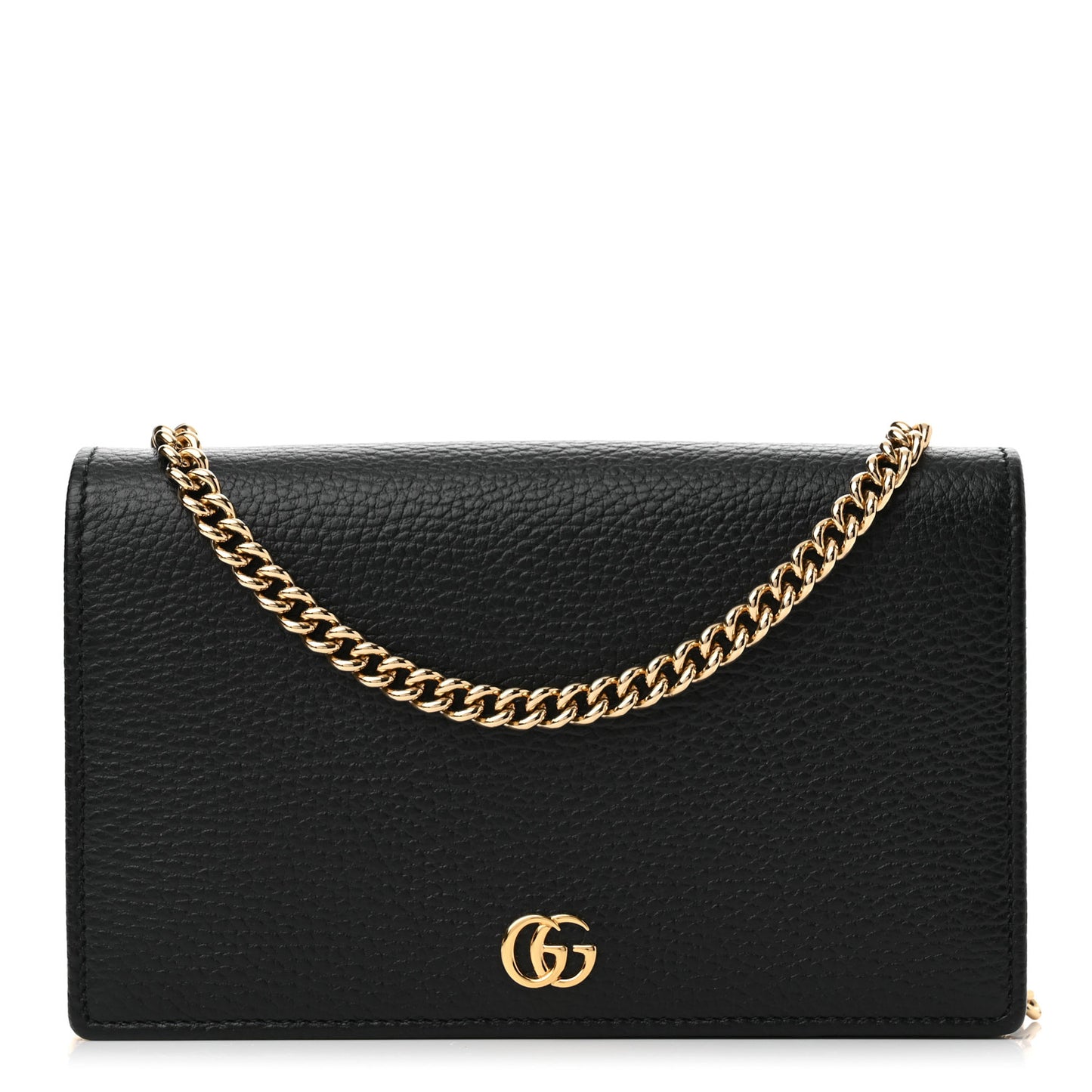 Calfskin Mini GG Marmont Chain Wallet Black