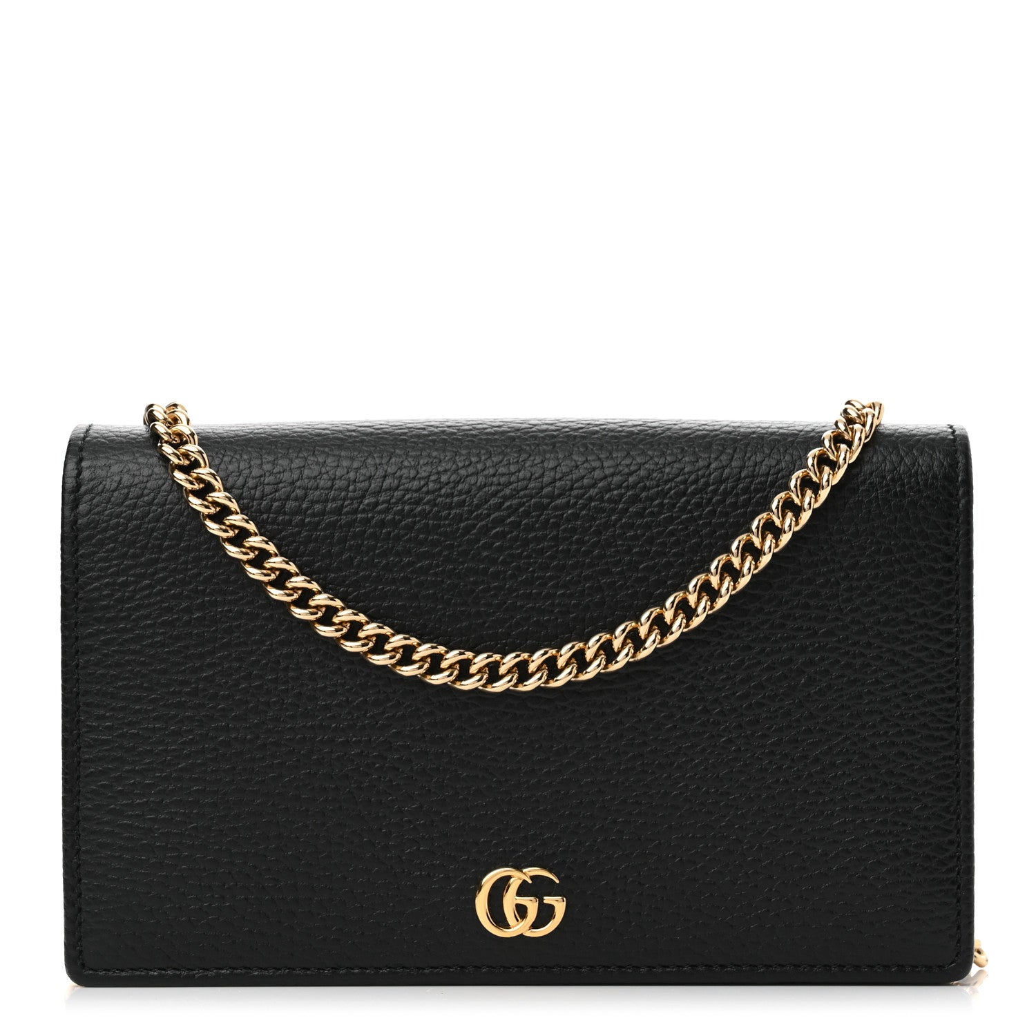 Gucci Calfskin Mini GG Marmont Chain Wallet Black 1 of 10