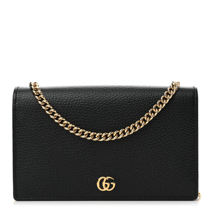 Gucci Calfskin Mini GG Marmont Chain Wallet Black 1 of 10