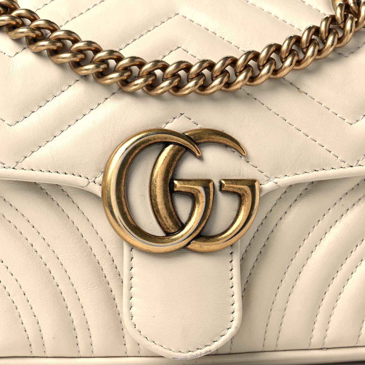 Gucci Calfskin Matelasse Mini GG Marmont Shoulder Bag White 8 of 11