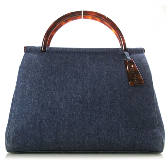 Chanel Denim Tortoise Handle Tote 1 of 11