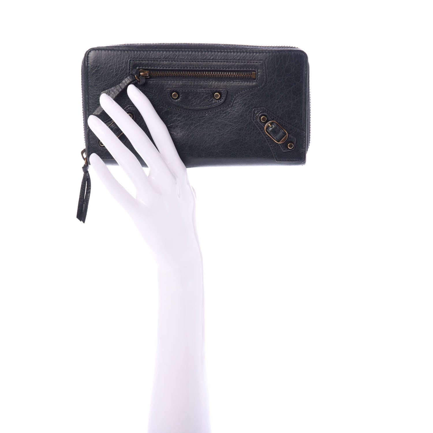 Balenciaga Agneau Classic Hardware Continental Zip Around Wallet Anthracite 2 of 6