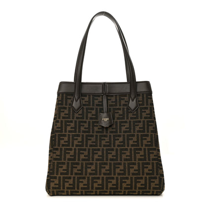Fendi Fabric Jacquard Vitello Grance FF 1974 Large Fendi Origami Tobacco Moro Ebano 1 of 12