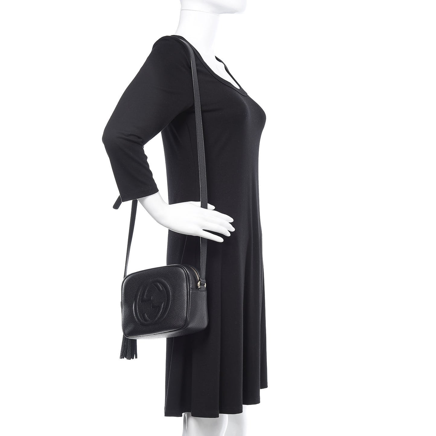 Pebbled Calfskin Small Soho Disco Bag Black