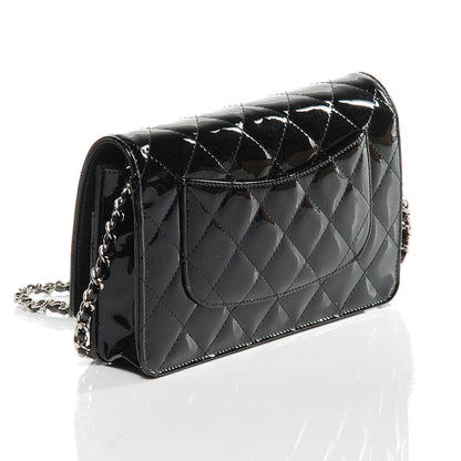 Chanel Patent Quilted Wallet On Chain WOC Black 3 of 8