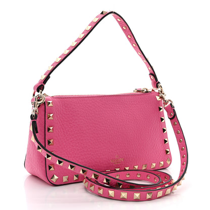 Valentino Garavani Pebbled Calfskin Small Rockstud Flip Lock Shoulder Bag Dawn Pink 3 of 10