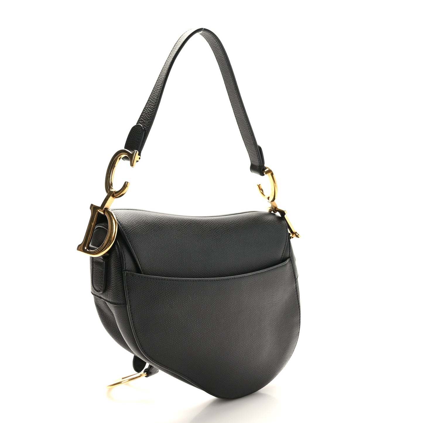 Grained Calfskin Saddle Bag Black