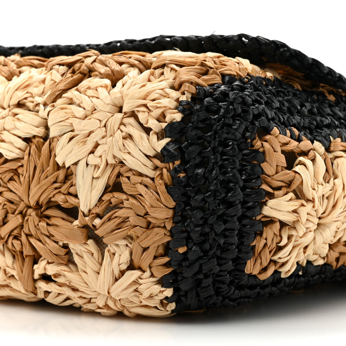 Raffia Azalea Calfskin Crochet Flower Small GG Marmont Shoulder Bag Natural Ecru Black