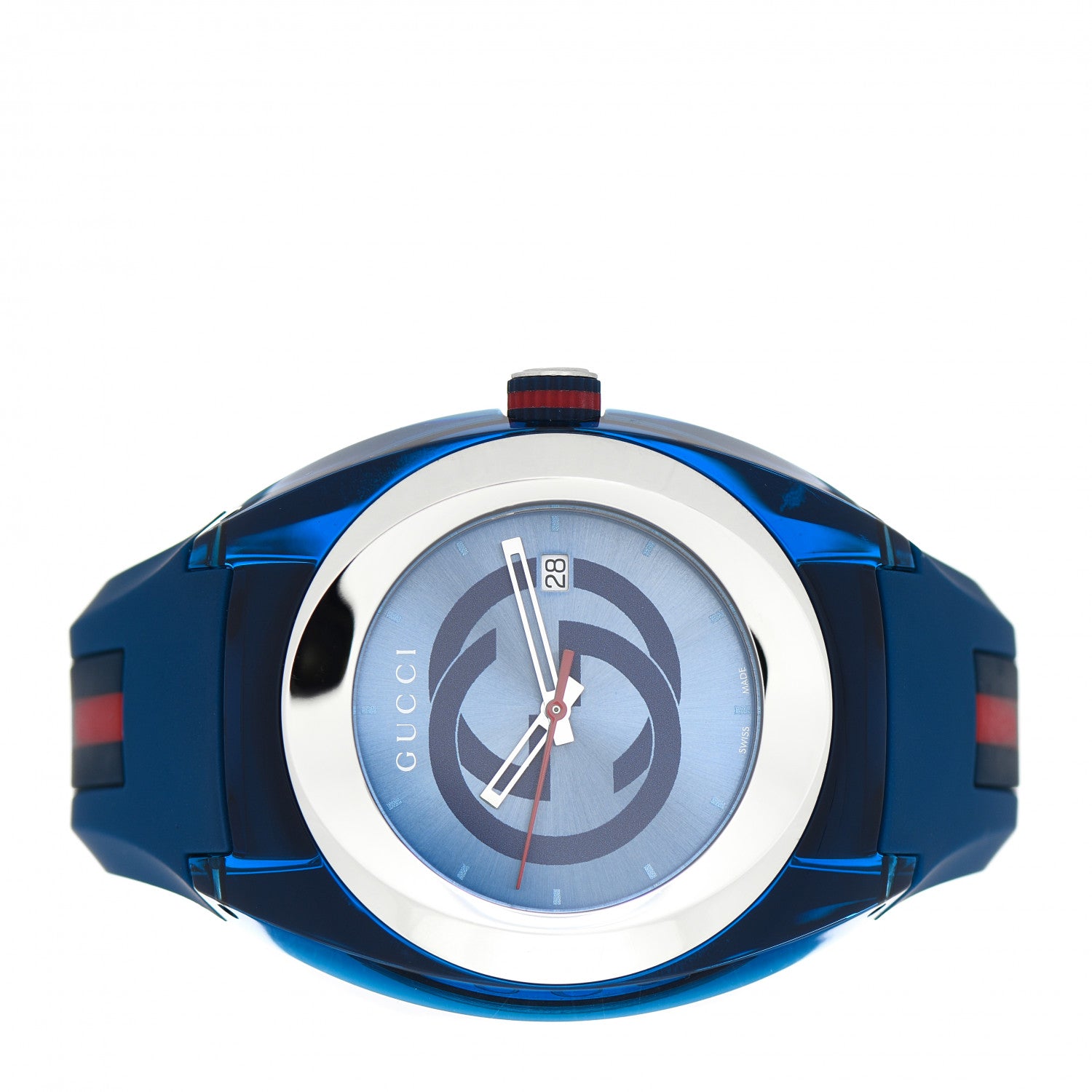 Gucci Stainless Steel Rubber 46mm Sync Web Quartz Watch Blue 2 of 5