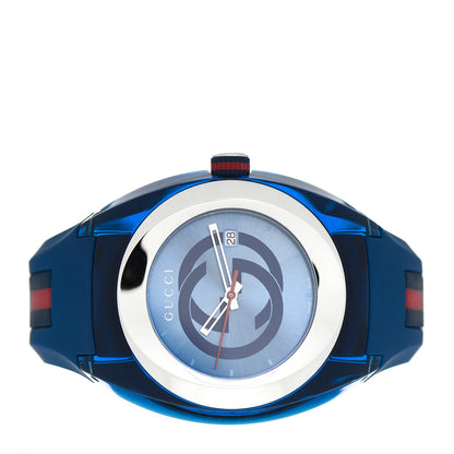 Gucci Stainless Steel Rubber 46mm Sync Web Quartz Watch Blue 2 of 5