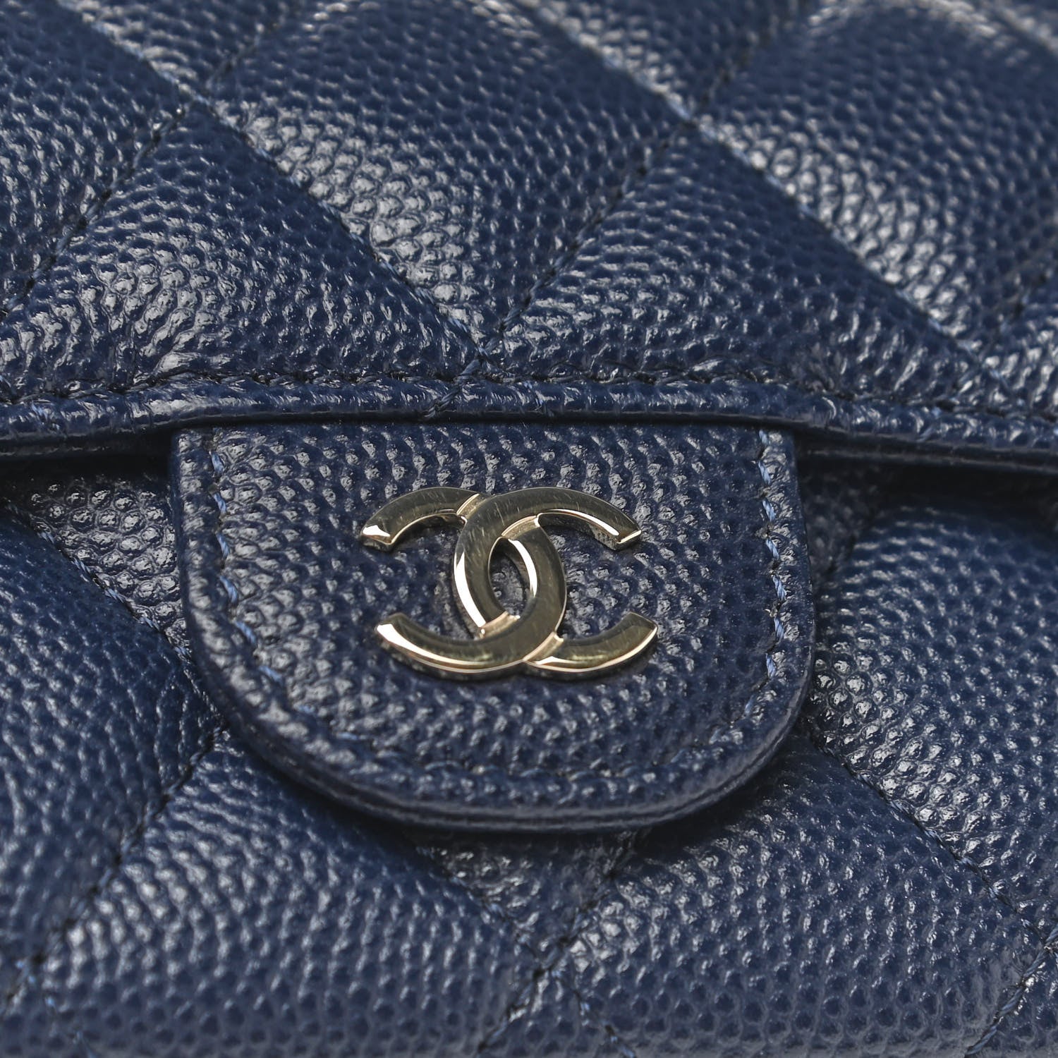 Chanel Caviar Quilted Flap Card Holder Wallet Navy 10 of 12