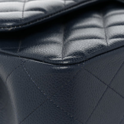 Chanel Caviar Quilted Jumbo Double Flap Navy Blue 17 of 21