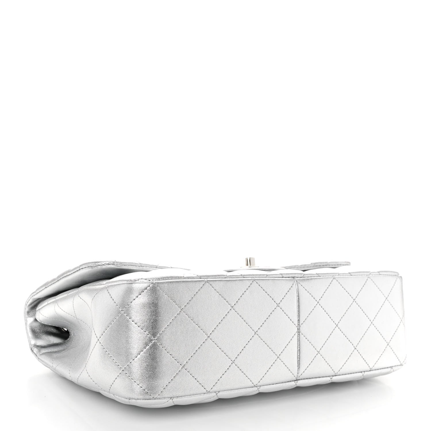 Chanel Metallic Lambskin Quilted Jumbo Single Flap Silver 4 of 11