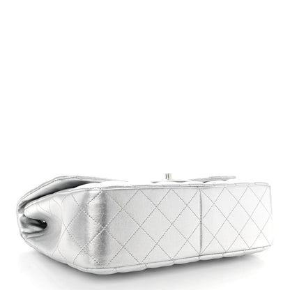 Chanel Metallic Lambskin Quilted Jumbo Single Flap Silver 4 of 11