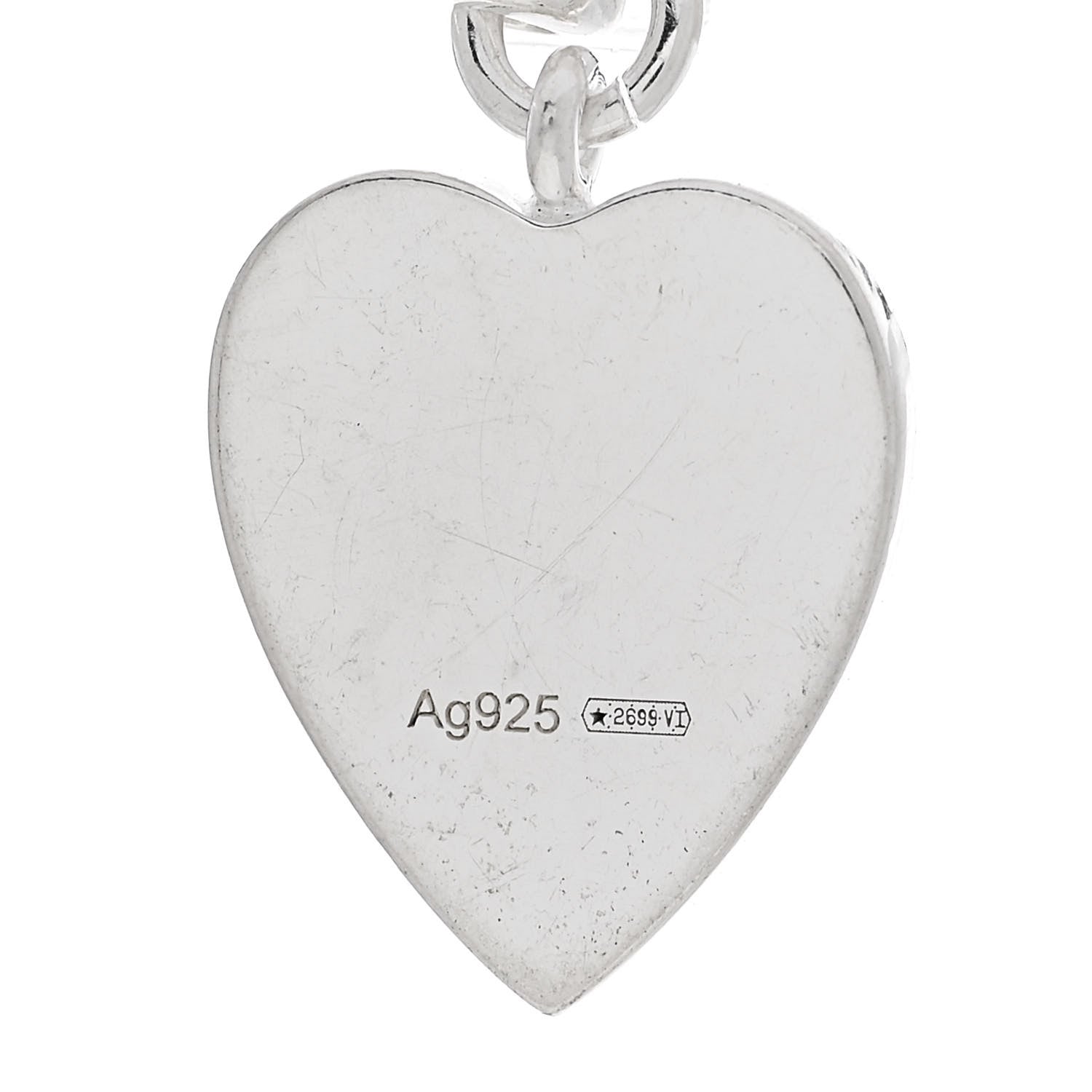 Gucci Sterling Silver Trademark Heart Drop Earrings 4 of 4
