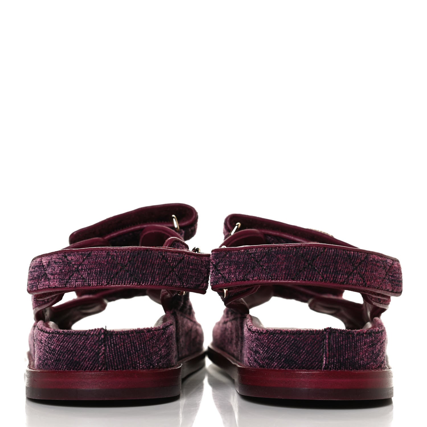 Chanel Velvet Velcro Dad Sandals 37.5 Pink 6 of 12