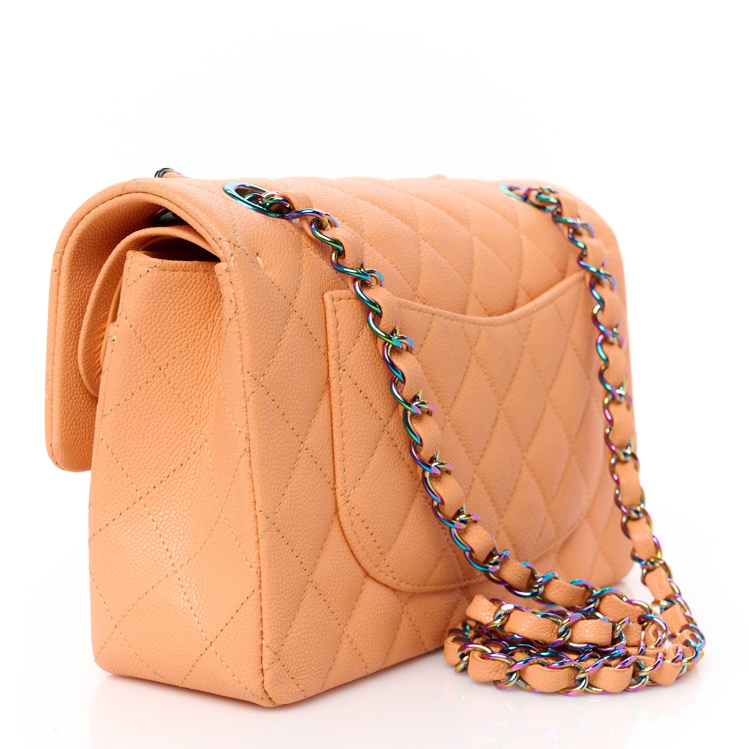 Chanel Caviar Quilted Rainbow CC Small Double Flap Orange 3 of 11