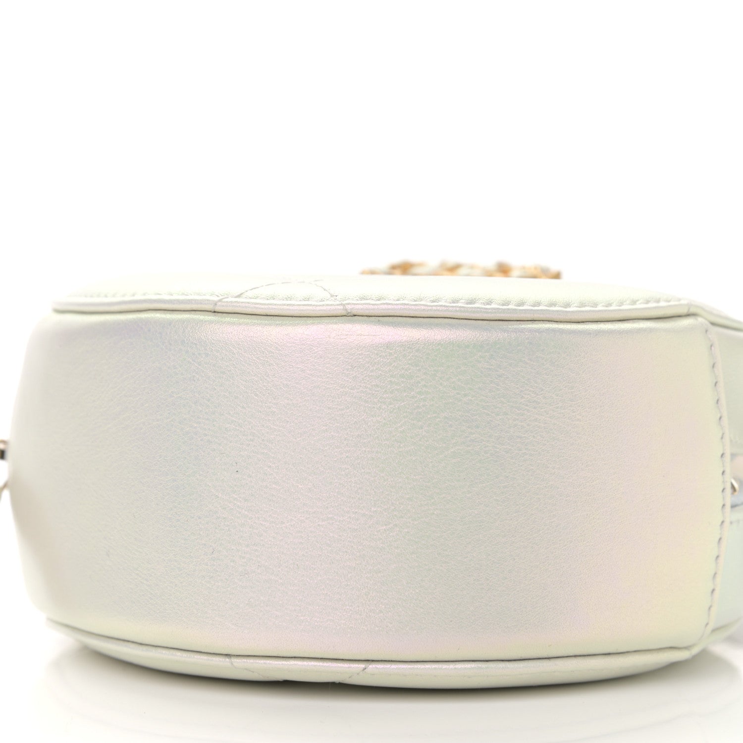Chanel Iridescent Calfskin Quilted Chanel 19 Round Clutch With Chain White 10 of 12