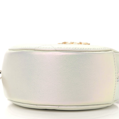 Chanel Iridescent Calfskin Quilted Chanel 19 Round Clutch With Chain White 10 of 12